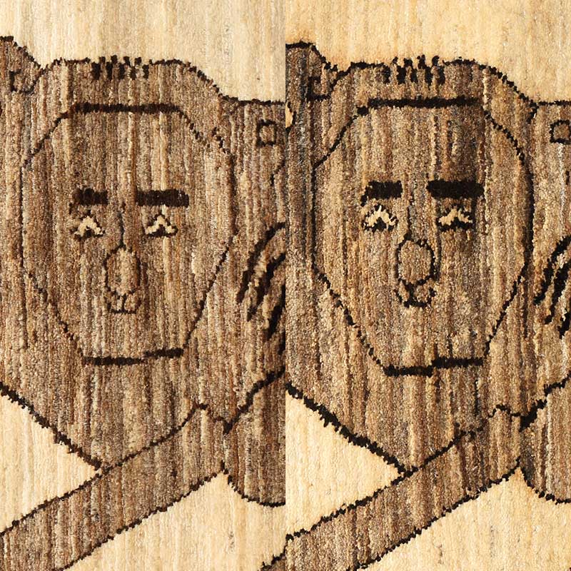 古典柄を再現したライオンラグ [グレージュ ライオン×アイボリー