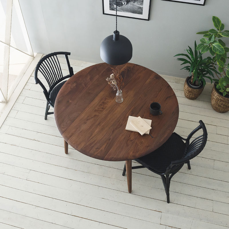 円形木製ダイニングテーブル ブラウン 円形ダークブラウン木製