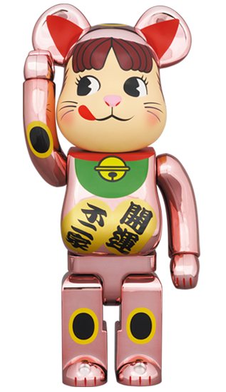 ベアブリック 招き猫 ペコちゃん 金運 金メッキ 100％ & 400％ 不二家