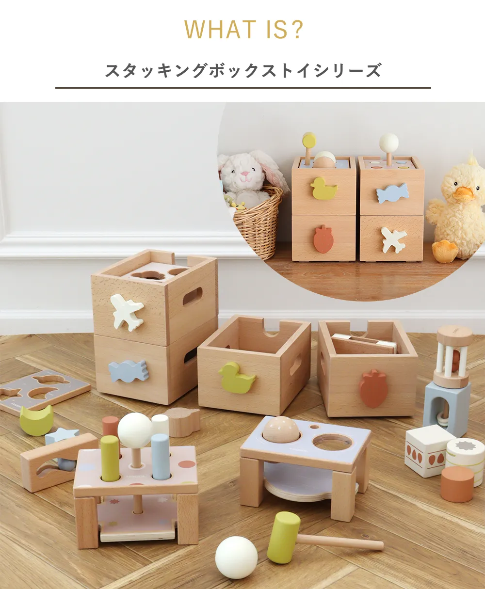 名入れ 出産祝い】HOPPL スタッキングボックストイ ひこうき（型はめ