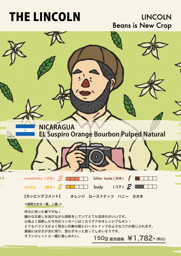数量限定[ THE LINCOLN ]4月のNewCrop ニカラグア エル・ススピロ農園
