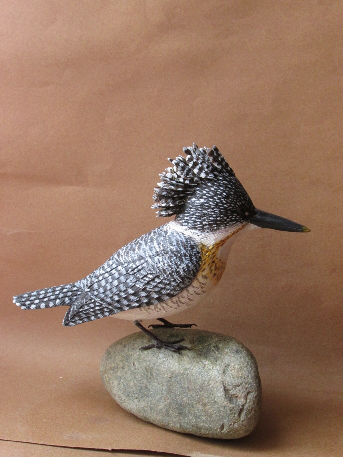 ヤマセミ(山翡翠) リアルバードカービング 木彫りの野鳥 野鳥彫刻