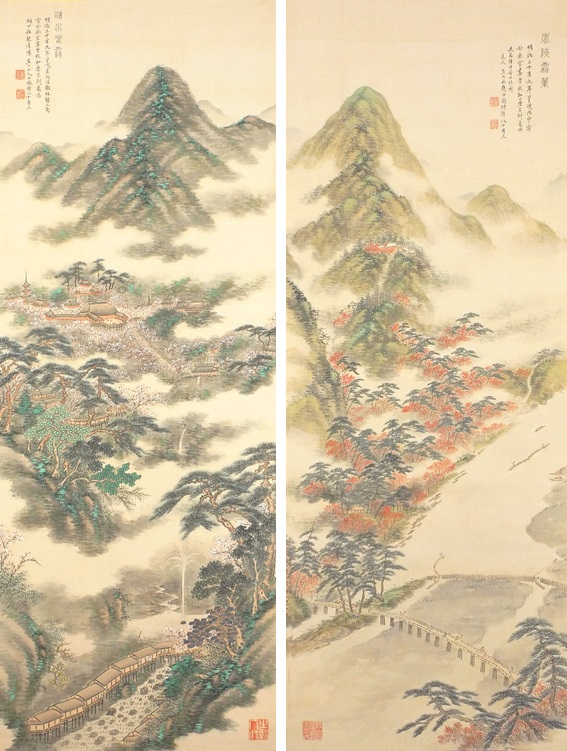 侍】『田能村直入』筆 山水図 南画 文人画 紙本水墨 1715