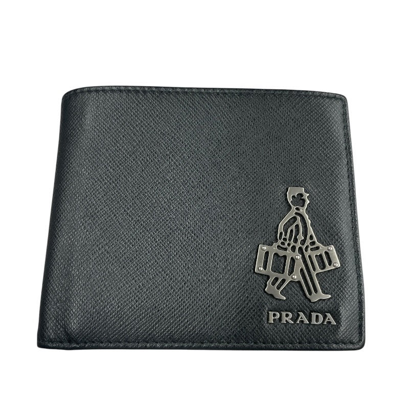 PRADA ブラック レザー 二つ折り財布
