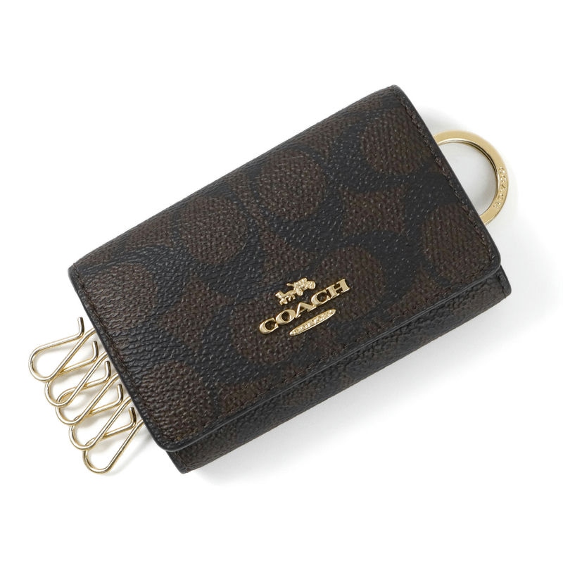 Brandol / COACH コーチ キーケース シグネチャー ブラウン×ブラック