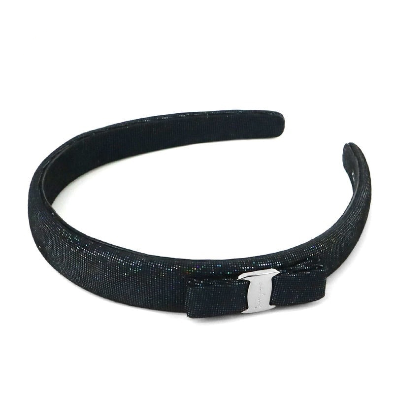 極美品】Salvatore Ferragamo カチューシャ リボン ブラック FERRAGAMO