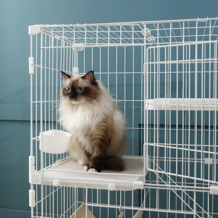 キャットケージ 3段 コンパクト ホワイト グレー スリム キャスター付
