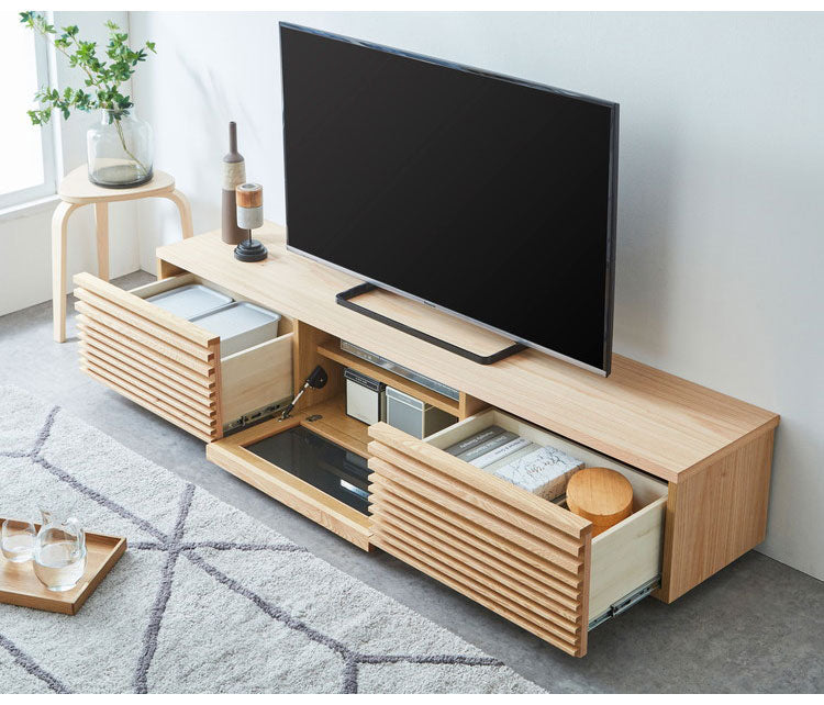 テレビ台 国産 幅180cm ローボード ロータイプ 格子 引き出し フラップ