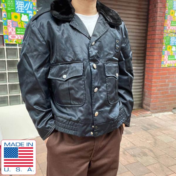 70S ビンテージ レザー JKT ポリス TALON ジップ Mくらい 70's