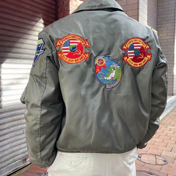希少 80s USA製 実物 米軍 CWU-45/P ワッペン付き フライトジャケット