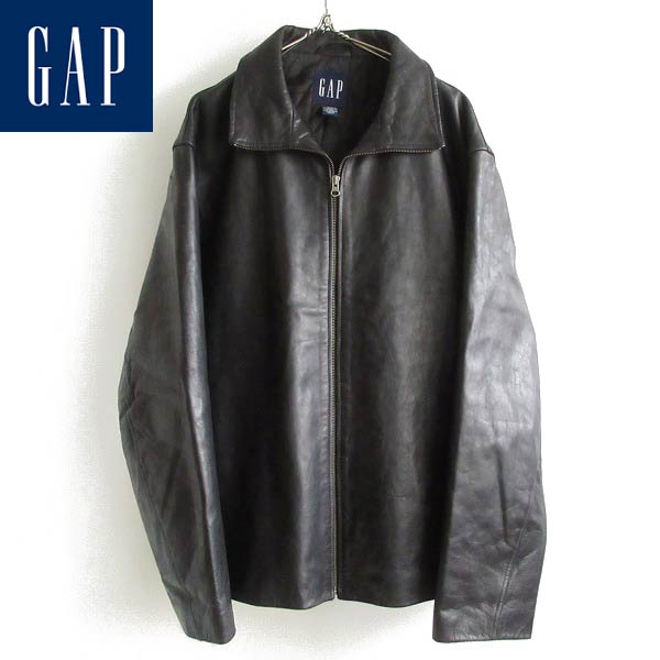 90s GAP オールドギャップ 厚手 レザージャケット 黒 XL ショート