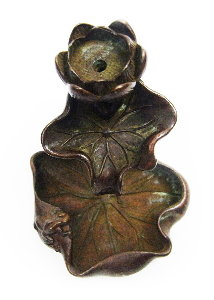 中国 銅製 蓮葉に蛙 香立 香皿 在銘 2点まとめて N 6495 中国 銅製