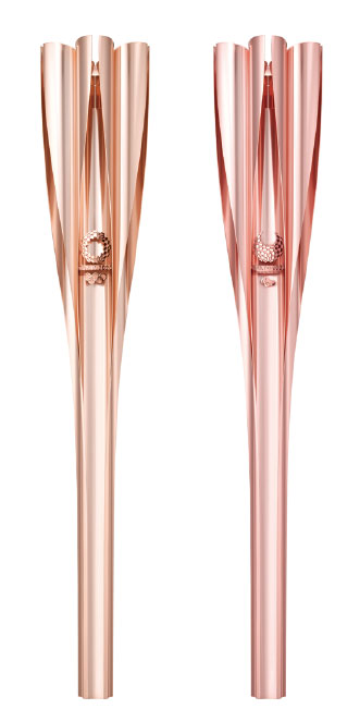 聖火リレートーチはアルミ押し出し一体成形、「今までにない方法で造り