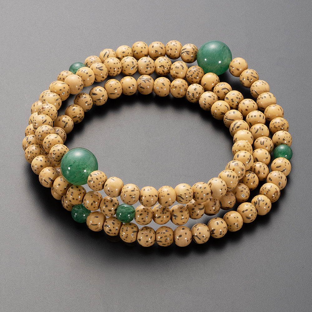 特選腕輪念珠 108珠 3重 星月菩提樹 インド翡翠仕立 | 滝田商店