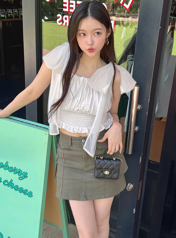 フリージア チュールリボンシャーリングキャミソール[an1562