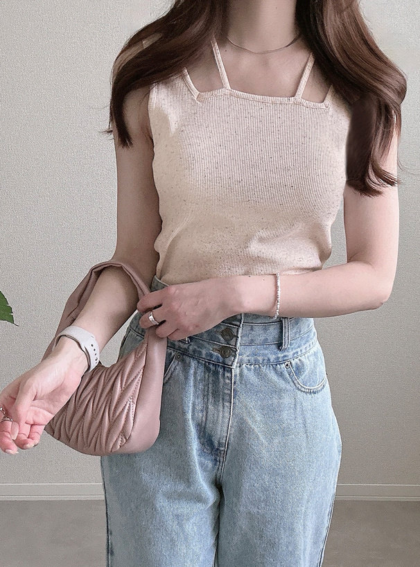 前後2Wayテレコリブホルターネックタンクトップ[fo1964] | レディース