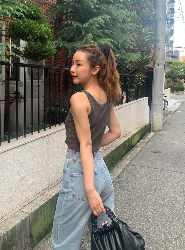 ロゴ刺繍ピグメントリブタンクトップ[kz542] | レディースファッション