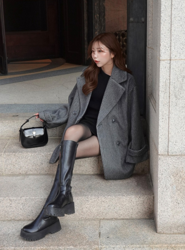 sheller シェリエコクーンシャギージャケットコート