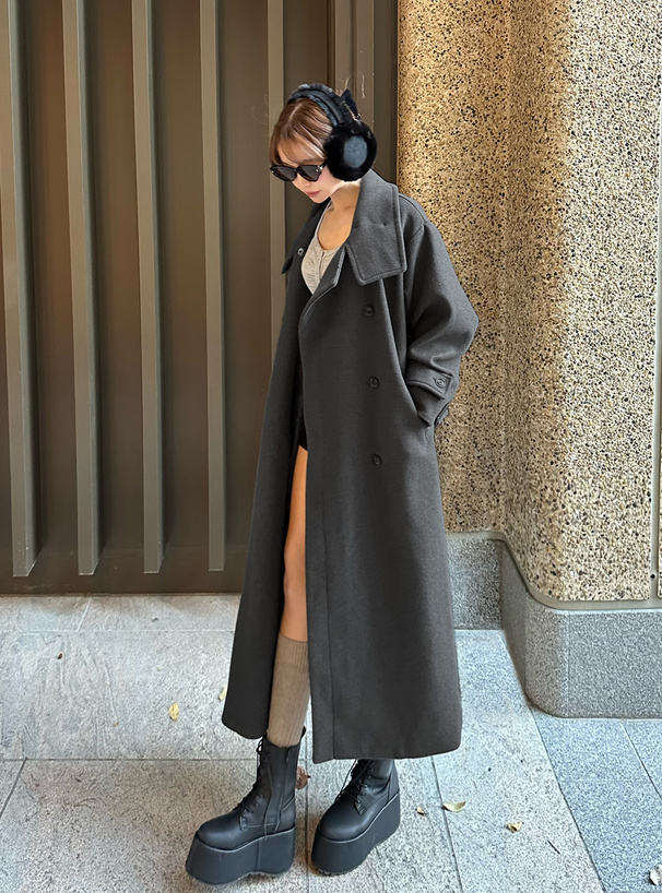 2Wayベルト付きスタンドカラーロングコート[ze840] | レディース