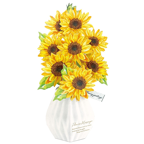 イギリスグリーティングカード立体3D ヒマワリ ネコひまわり畑