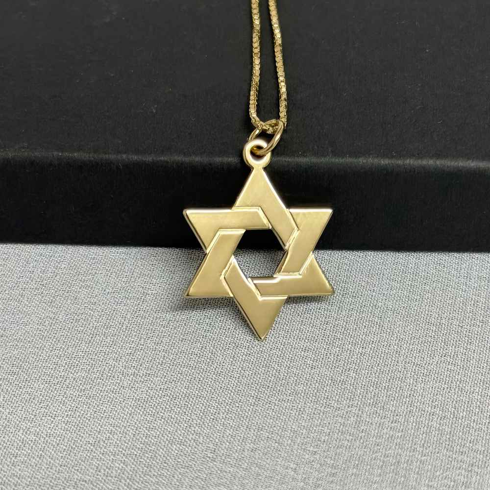 Gold Star of David Necklace | Gold Jewish Star Pendant