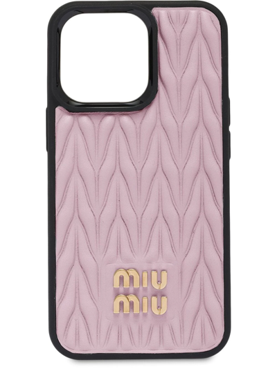Miu Miu Matelassé Iphone 13 Pro Cover In Pink | ModeSens