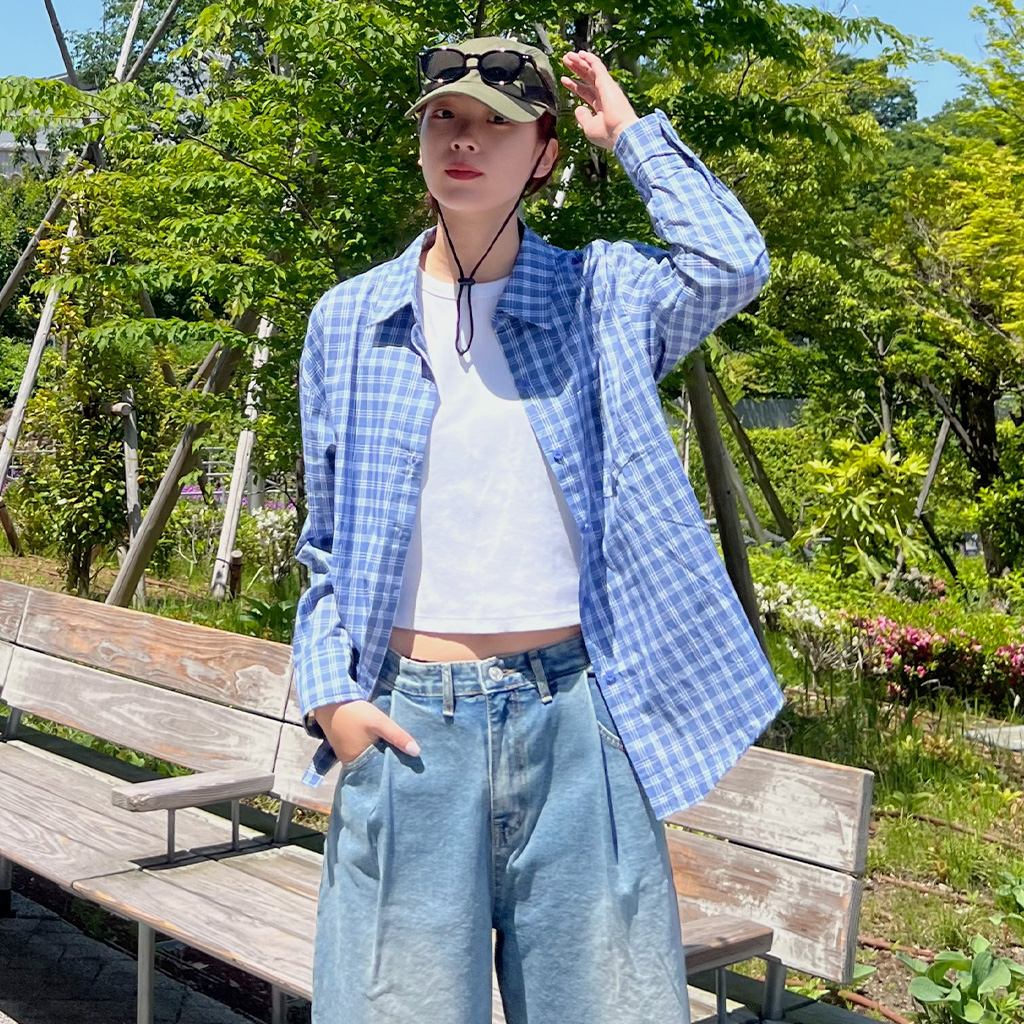 クラシックブルーチェックシャツ | ファッション通販サイト NUGU