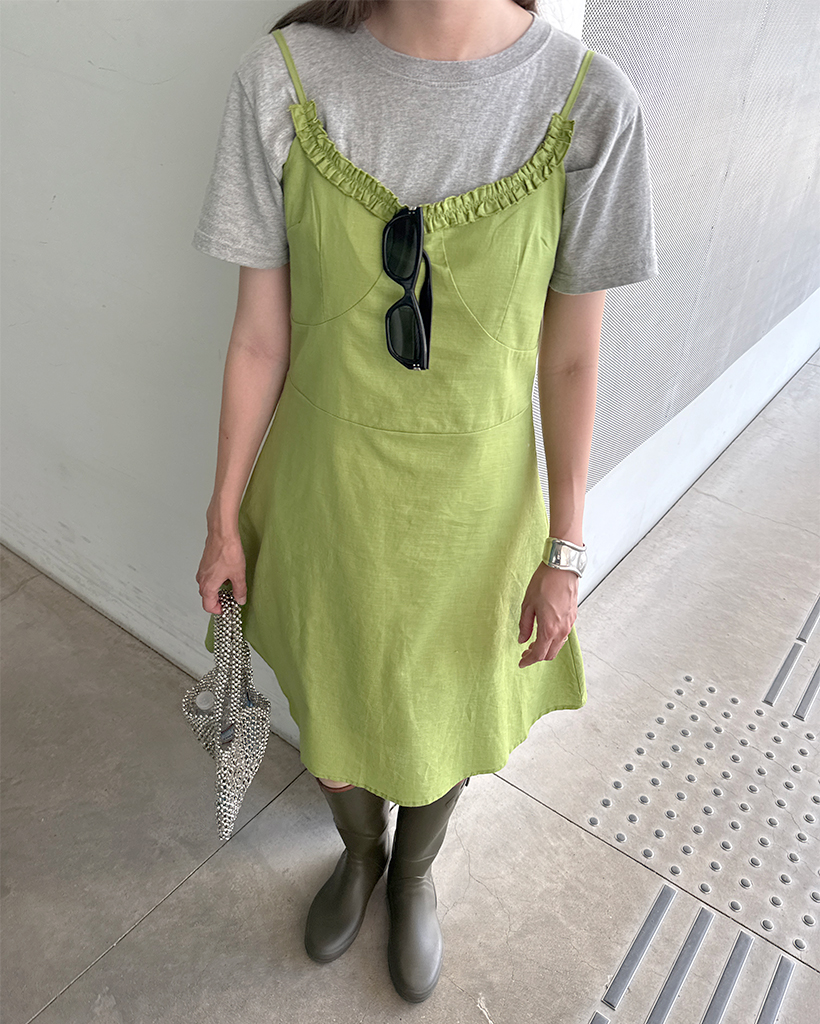 フリルビスチェミディ丈ワンピース | ファッション通販サイト NUGU