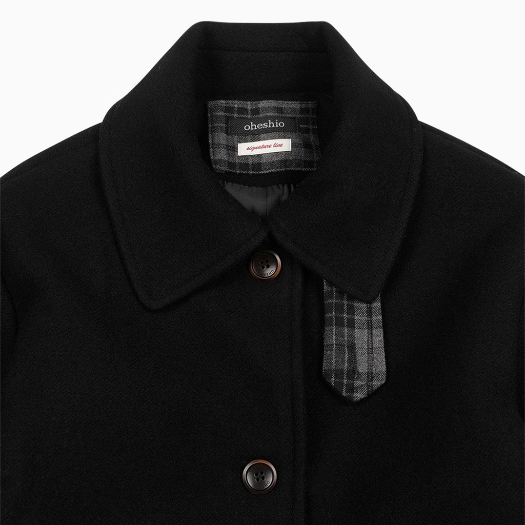 Influencer pick] CHECK HALF WOOL COAT, BLACK | ファッション通販