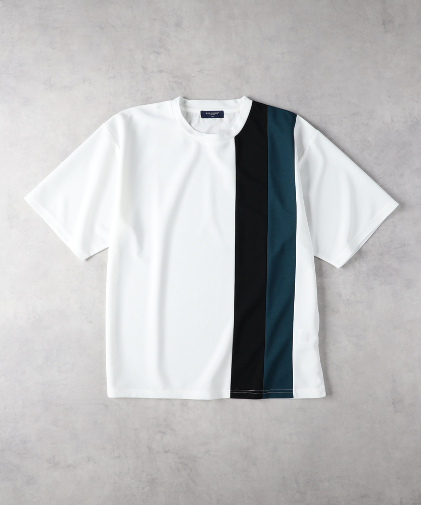 ジョーゼット縦切替えデザインTシャツ(M ブラック): トップス｜Right