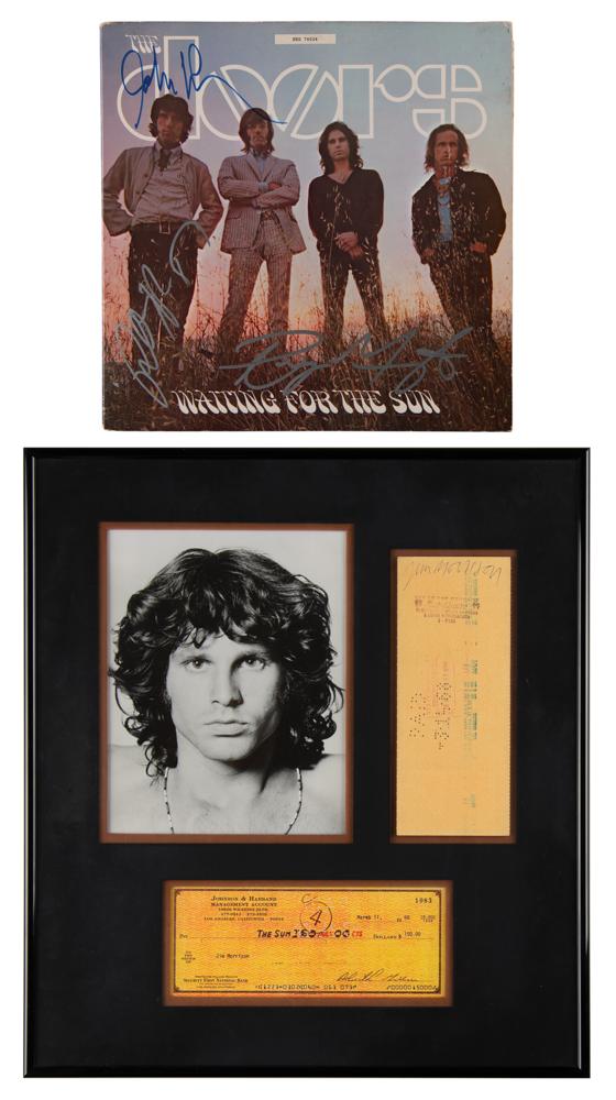 The Doors: Jim Morrison Signed Check and Waiting for the Sun Album
