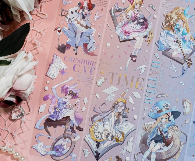 七彩アリス ゆめかわ少女 英字デザイン PET & 和紙マスキングテープ