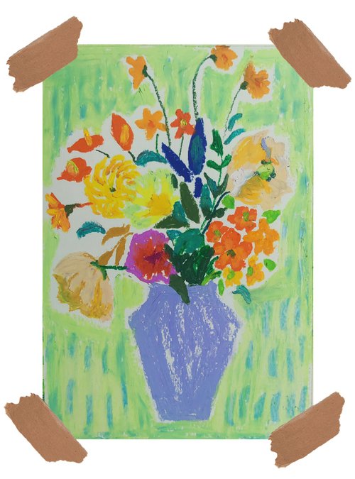 富谷一明 油彩画（2頭の馬）0号サイズ 富谷一明 油彩画（2頭の馬）0号