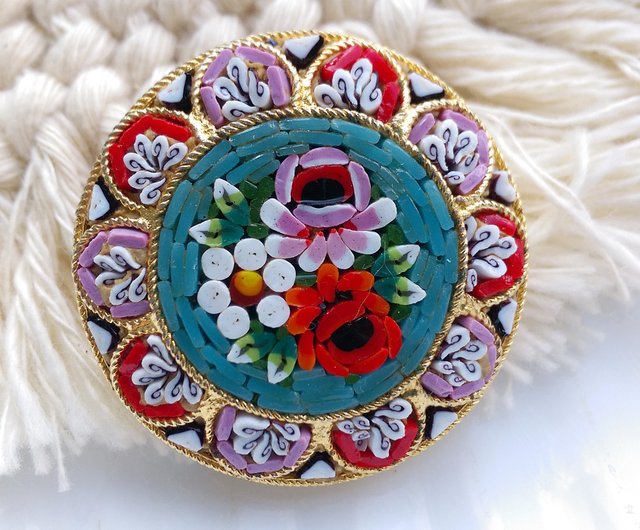 アンジョリーナジョリ様専門 マイクロモザイク ヴィンテージ ブローチ