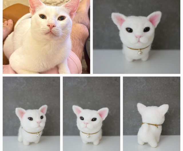 アンティークな白猫のアートドール 【ハンドメイド】 猫 ぬいぐるみ