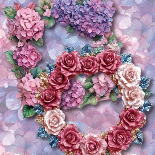 3ハイドランジア♡マテリアルフレーム10枚♡コラージュ素材♡nene様