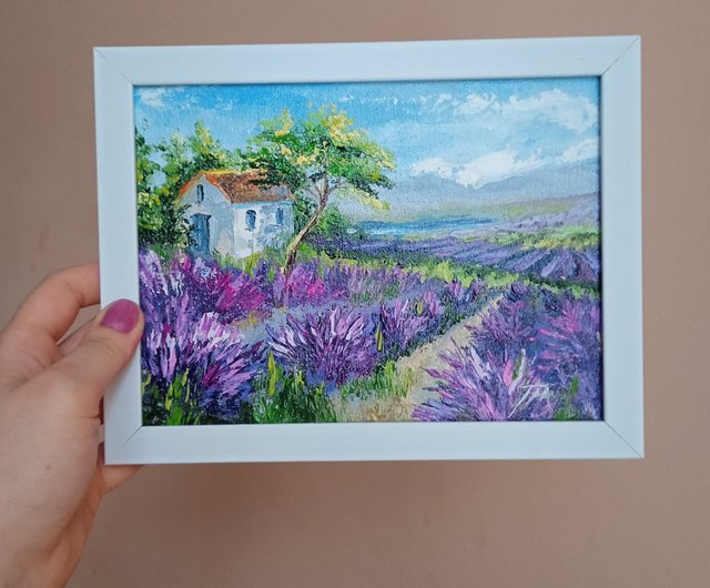 激安通販の トスカーナ州のラベンダーの絵。ラベンダー畑の絵。オイル