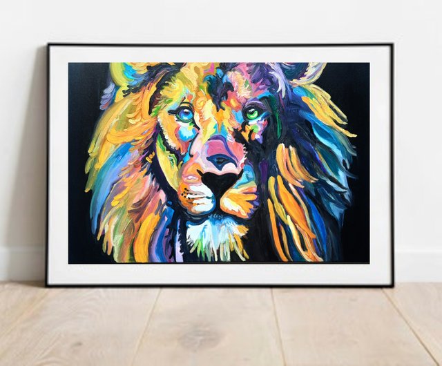 ライオン 絵画 動物画 アクリル画 キャンバスF9号 BAEZ3 ライオン 絵画