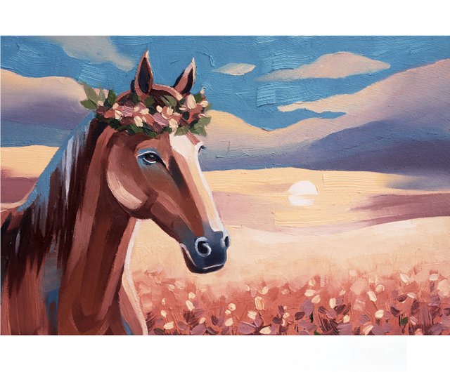 馬の風景画 絵画 森 アート 馬の絵画 風景画 オリジナルアート 動物の