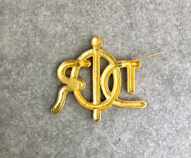 極美品 正規品 Dior ブローチ 旧ロゴ ビンテージ クリスタル シルバー 銀