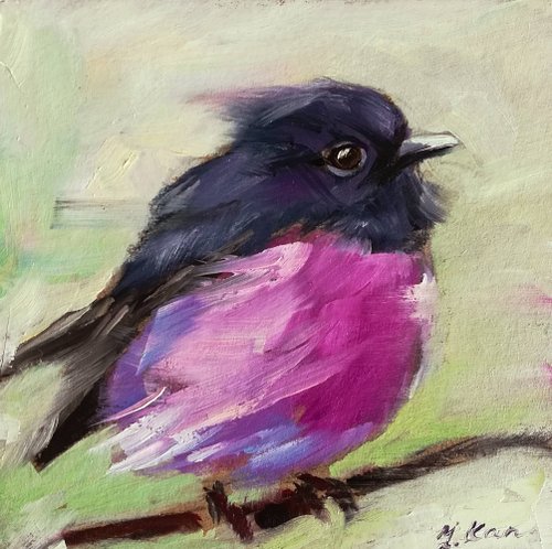 キャンバス油絵 専用 鳥とお花とおじさんと キャンバス油絵 専用 鳥と