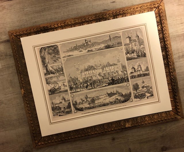 自然木 皮付き切り株 使用額縁 ガラス使用 昭和製造 未使用 書道 写真 版画