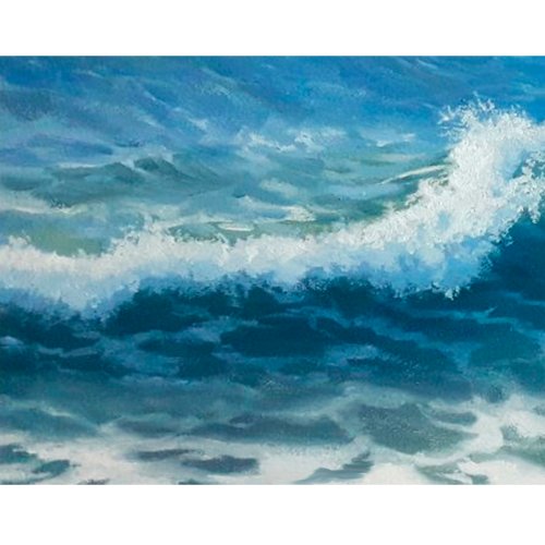 油絵 H確認 海岸の岩場での運命のであい 油絵 H確認 海岸の岩場での