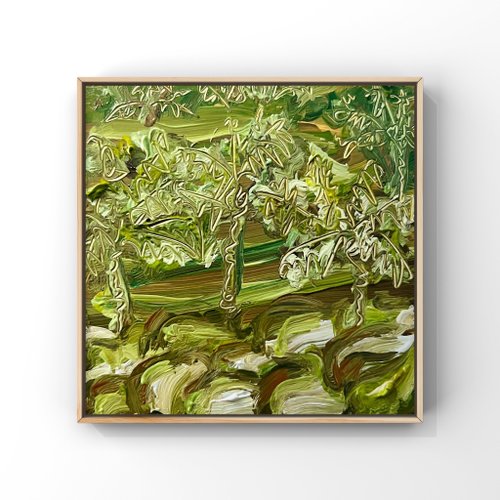 絵画バリ島 No.0301 バリ島の絵画 バリ島の田んぼの芸術 緑