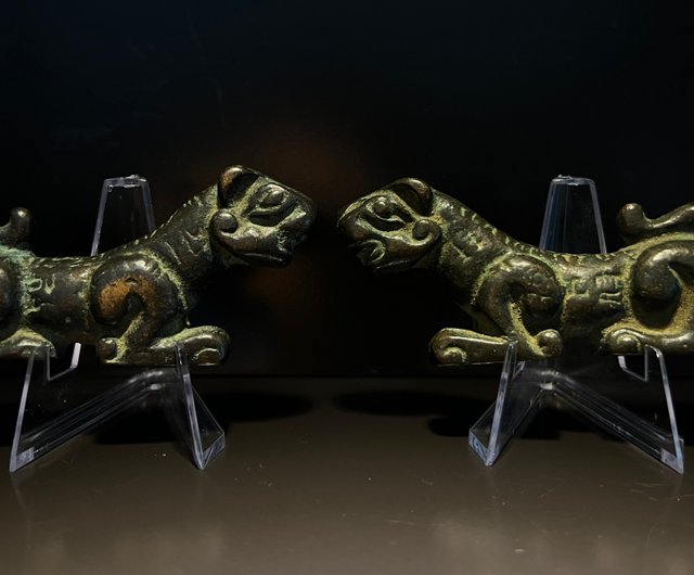 清朝虎符兵符將軍令牌青銅虎符一對價格老包漿虎符信物山奇藝術｜擺飾