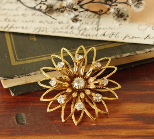 Damn Good Vintage ヴィンテージ ゴールド 放射状フラワー ライン