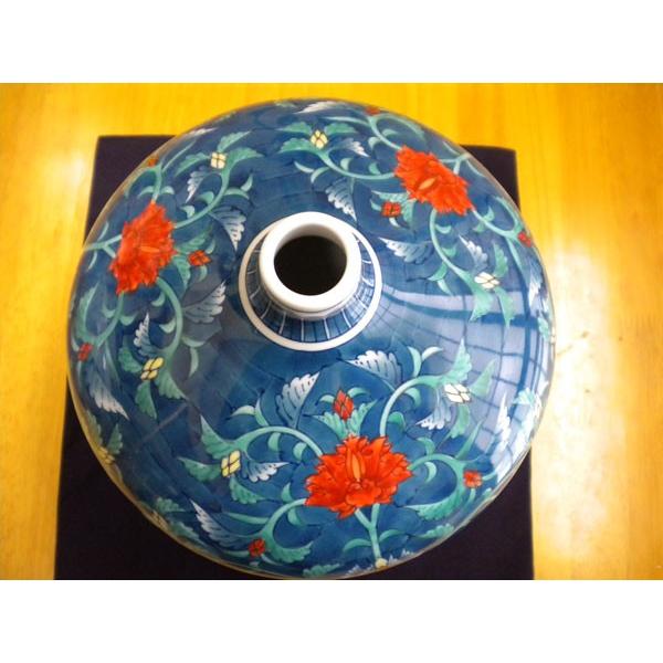 有田焼 池田視行作 二方割 花鳥文 大壺 36cm 骨董品 染錦 コレクション