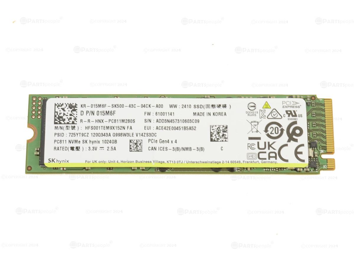 SK Hynix PC811 1TB NVMe PCIE Gen4 x4 SSD Hard Drive 15M6F
