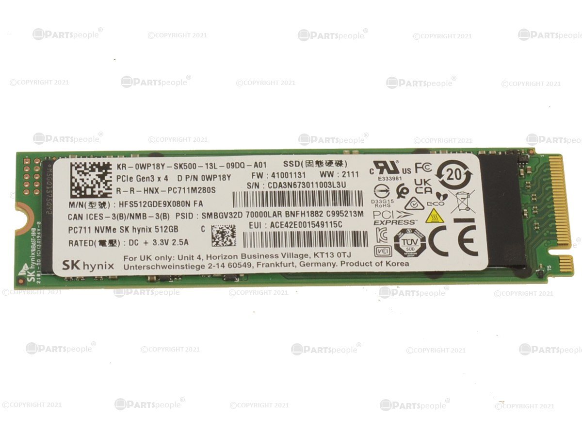 SK Hynix 512GB NVMe PCIE SSD M.2 2280 Hard Drive WP18Y