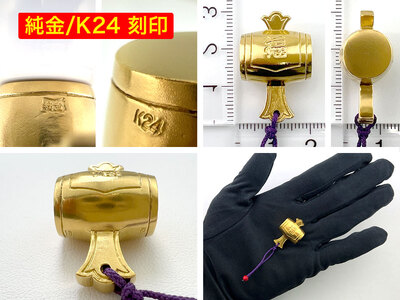 24K金メッキ 日本伝統オブジェ 打ち出の小槌 24K金メッキ 日本伝統